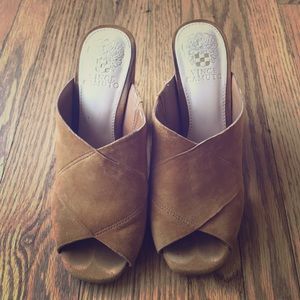 Open toe platform heels.